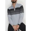 Çizgili Erkek Triko Gri - 2530.2052.