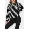 Çizgili Nakışlı Triko Tunik Siyah - 4041.1247.