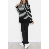Çizgili Nakışlı Triko Tunik Siyah - 4041.1247.