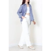 Çizgili Oversize Gömlek Lacivert - 7886.1437.