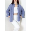 Çizgili Oversize Gömlek Lacivert - 7886.1437.