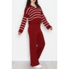 Çizgili Polo Yaka Takım Bordo - 2295.1247.