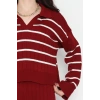 Çizgili Polo Yaka Takım Bordo - 2295.1247.