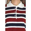 Çizgili Polo Yaka Triko Bordo - 70870.1765.