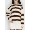 Çizgili Polo Yaka Triko Kahve - 70870.1765.