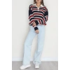 Çizgili Polo Yaka Triko Lacivert - 70870.1765.
