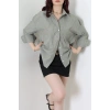 Çizgili Poplin Gömlek Haki - 7483.1437.