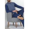 Çizgili Süprem Erkek Pijama Takımı İndigo - 51220.1838.