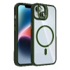 CPT05 Apple iPhone 15 Plus Remim Lensli Magsafe Standlı Kapak - Koyu Yeşil