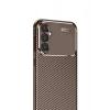 CPT05 Samsung Galaxy S24 FE Kılıf Auto Focus Karbon Kapak - Kahverengi