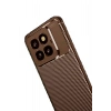 CPT05 Xiaomi Mi 14T Pro Kılıf Auto Focus Karbon Kapak - Kahverengi