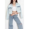 Crop Kot Ceket Açık Mavi - 2719.1367.