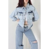 Crop Kot Ceket Mavi - 2721.1367.