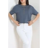 Crop Modal Tişört Füme - 55185.1872.