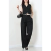 Crop Yelek Pantolon Takım Siyah - 7565.1437.