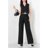 Crop Yelek Pantolon Takım Siyah - 7565.1437.