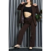 Dabıl Kumaş Astarlı İkili Blazer Takım Kahve - 55041.1397.