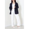 Dabıl Kumaş Astarlı Oversize Blazer Ceket Lacivert - 32493.1920.