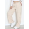 Dabıl Kumaş Bel Lastikli Palazzo Pantolon Bej - 2082.1991.