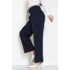 Dabıl Kumaş Beli Bağcıklı Pantolon Lacivert - 51615.683.