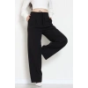 Dabıl Kumaş Beli Bağcıklı Pantolon Siyah - 51615.683.