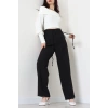 Dabıl Kumaş Beli Bağcıklı Pantolon Siyah - 51615.683.