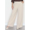 Dabıl Kumaş Beli Lastikli Palazzo Pantolon Bej - 51063.1991.