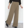 Dabıl Kumaş Beli Lastikli Palazzo Pantolon Haki - 51063.1991.