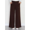 Dabıl Kumaş Beli Lastikli Palazzo Pantolon Kahve - 51063.1991.