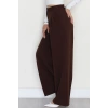 Dabıl Kumaş Beli Lastikli Palazzo Pantolon Kahve - 51063.1991.