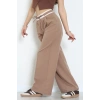 Dabıl Kumaş Beli Lastikli Palazzo Pantolon Latte - 51620.683.