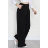 Dabıl Kumaş Beli Lastikli Palazzo Pantolon Siyah - 51063.1991.