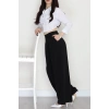 Dabıl Kumaş Beli Lastikli Palazzo Pantolon Siyah - 51063.1991.