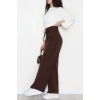 Dabıl Kumaş İp Bağlamalı Palazzo Pantolon Kahve - 51111.1991.