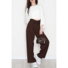 Dabıl Kumaş İp Bağlamalı Palazzo Pantolon Kahve - 51111.1991.
