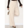Dabıl Kumaş Kemerli Çift Düğme Pileli Palazzo Pantolon Taş - 2084.1991.