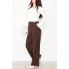 Dabıl Kumaş Kemerli Palazzo Pantolon Kahve - 2085.1991.