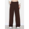 Dabıl Kumaş Önden Pileli Palazzo Pantolon Kahve - 2081.1991.