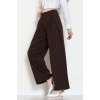 Dabıl Kumaş Pile Detaylı Pantolon Acıkahve - 51610.683.