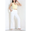 Dabıl Kumaş Pileli Cırtlı Pantolon Beyaz - 71502.1920.
