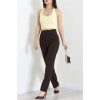 Dabıl Kumaş Pileli Cırtlı Pantolon Kahve - 71502.1920.