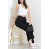 Dabıl Kumaş Pileli Cırtlı Pantolon Siyah - 71502.1920.