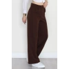 Dabıl Kumaş Pileli Palazzo Pantolon Kahve - 51062.1991.