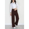 Dabıl Kumaş Pileli Palazzo Pantolon Kahve - 51062.1991.