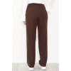 Dabıl Kumaş Yan Düğmeli Palazzo Pantolon Kahve - 2086.1991.