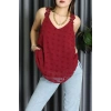 Dantel Askılı Sırtı Çapraz Detaylı Ponpon Bluz Bordo - 72285.1256.