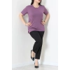 Dantel Detay Büyük Beden Viskon Bluz Lila - 71467.2080.