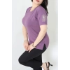 Dantel Detay Büyük Beden Viskon Bluz Lila - 71467.2080.