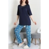 Dantelli Pijama Takımı Lacivert - 71502.1773.