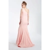 Derin Yırtmaçlı Uzun Pudra Abiye Elbise